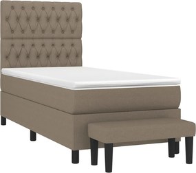 vidaXL Κρεβάτι Boxspring με Στρώμα Taupe 90x190 εκ.Υφασμάτινο