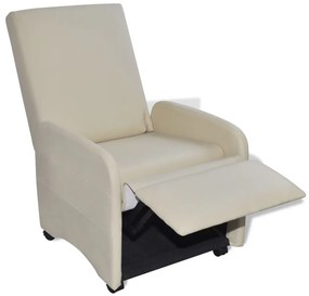 vidaXL Πολυθρόνα Πτυσσόμενη Κρεμ από Συνθετικό Δέρμα