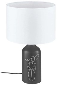 Φωτιστικό Επιτραπέζιο Vinoza 43823 Φ30x53,5cm 1xΕ27 40W Black-White Eglo Κεραμικό,Ύφασμα