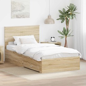 vidaXL Σκελετός Κρεβατιού Sonoma Δρυς 100 x 200 cm Επεξεργασμένο Ξύλο