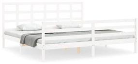 vidaXL Πλαίσιο Κρεβατιού με Κεφαλάρι Λευκό 200x200 εκ. Μασίφ Ξύλο