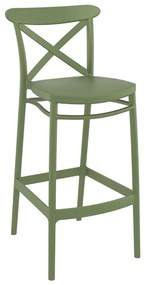 Σκαμπό Bar CROSS Olive Green PP 45x52x106cm