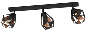 Φωτιστικό Οροφής - Πλαφονιέρα Carton 7 43717 73x16x25,5cm 3xΕ27 40W Black-Bronze Eglo Steel