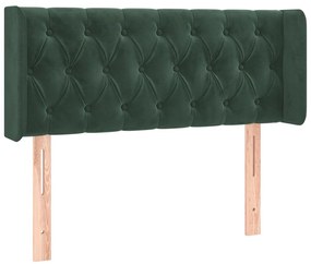 vidaXL Κεφαλάρι με Πτερύγια Σκούρο Πράσινο 103x16x78/88 εκ. Βελούδινο