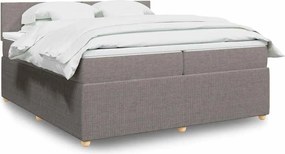 vidaXL Κρεβάτι Boxspring με Στρώμα Taupe 200x200 εκ. Υφασμάτινο