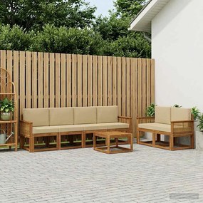 vidaXL Σειρά Καναπέ Εξωτερικού 7 pcs Φυσικό και Μπεζ Πολυεστέρας
