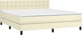 vidaXL Κρεβάτι Boxspring με Στρώμα Κρεμ 180x200 εκ. Συνθετικό Δέρμα