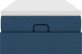 vidaXL Οθωμανικό κρεβάτι με στρώμα μπλε 90x190cm ύφασμα