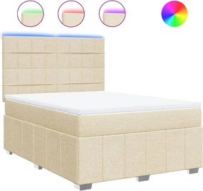 vidaXL Κρεβάτι Boxspring με Στρώμα Κρεμ 140x200 εκ. Υφασμάτινο