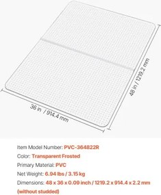 VEVOR Chair Mat 36 x 48-inch Office Chair Mat for Carpeted Floors Rectangular