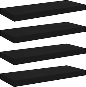 vidaXL Ράφια Τοίχου 4 τεμ. Μαύρα 60x23,5x3,8 εκ. MDF