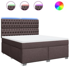 vidaXL Κρεβάτι Boxspring με Στρώμα Σκούρο Καφέ 180x200 εκ Υφασμάτινο