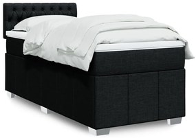 vidaXL Κρεβάτι Boxspring με Στρώμα Μαύρο 90x190 εκ.Υφασμάτινο