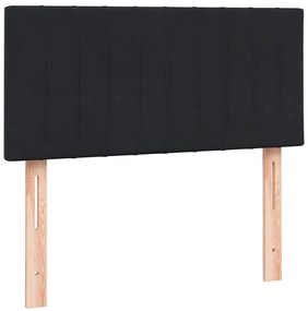 vidaXL Κρεβάτι Boxspring με Στρώμα &amp; LED Μαύρο 90x210 εκ. Βελούδινο