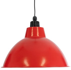 GloboStar® LOUVE 01177 Vintage Industrial Κρεμαστό Φωτιστικό Οροφής Μονόφωτο 1 x E27 AC220-240V IP20 - Φ40 x Y30cm - Κόκκινο με Ασημί Μεταλλικό Καμπάνα  - 5 Χρόνια Εγγύηση