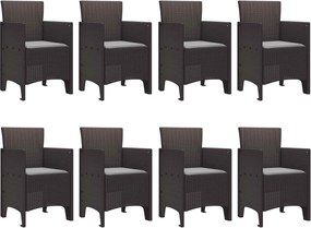 vidaXL Σέτ φαγητού για κήπο 9 pcs Καφέ Πολυπροπυλένιο