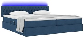 vidaXL LED Κρεβάτι αποθήκευσης με στρώμα Μπλε 200 x 200 cm Ύφασμα
