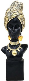 Διακοσμητική Φιγούρα African Woman 374-225-468 13x10x35cm Black-Gold Πολυρεσίνη