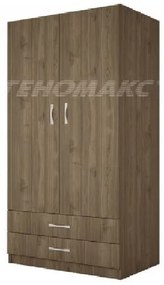 Ντουλάπα Δίφυλλη με 2 Εξωτερικά Συρτάρια 52x191x80, Genomax 12814-1219920442 Χρώμα Καρυδί