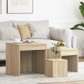 vidaXL Τραπεζάκια Ζιγκόν 3 τεμ. Sonoma Δρυς από Επεξεργασμένο Ξύλο
