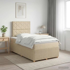 vidaXL Κρεβάτι box spring με στρώμα Κρεμ 120 x 190 cm Ύφασμα