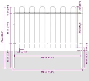 vidaXL Φράχτης Κήπου Λευκό 8.5 x 1.2 μ Ατσάλι με Επικάλυψη Πούδρας