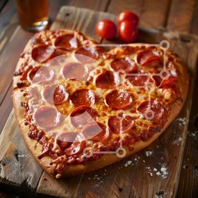 Intra Συλλεκτικό Ξύλινο Παζλ Plywood  4mm - Πίτσα Pepperoni σε σχήμα καρδιάς με ντοματίνια Σε Ξύλινο Κουτί - Διαστάσεις: 10x10 cm – 25 κομμάτια