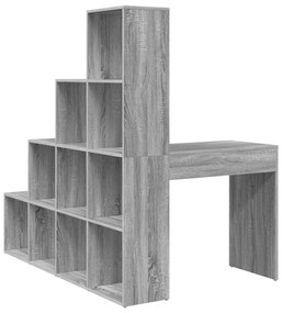 vidaXL Γωνιακό γραφείο με ράφι Γκρι sonoma 101.5 x 149.5 x 149.5 εκ.