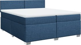 vidaXL Κρεβάτι Boxspring με Στρώμα Μπλε 200x200 εκ. Υφασμάτινο