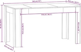 vidaXL Τραπεζαρία Λευκή 140x74,5x76 εκ. από Επεξεργασμένο Ξύλο