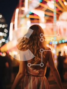 Intra Συλλεκτικό Ξύλινο Παζλ Plywood 4mm - Νεαρή γυναίκα σε ένα πολύχρωμο καρναβάλι Σε Ξύλινο Κουτί - Διαστάσεις Puzzle: 10x10 cm – 25 κομμάτια