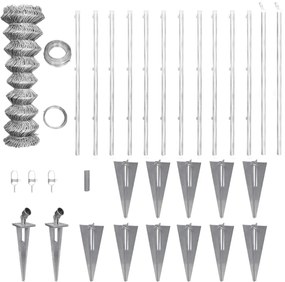 vidaXL Συρματόπλεγμα 25 x 1,5 μ. Γαλβανισμένο Ατσάλι + Στύλοι/Βάσεις