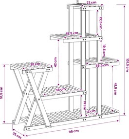 vidaXL Βάση φυτών Λευκός Χρωματισμός 95 x 25 x 101,5 εκ.