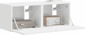 vidaXL Ντουλάπι Τηλεόρασης Τοίχου Επιτοίχιο 2 pcs Λαμπερό Λευκό