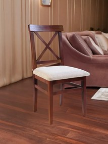 Stewehome Label καρέκλα τραπεζαρίας Χ πλάτη καρυδιά /μπεζ 47x45x90 cm