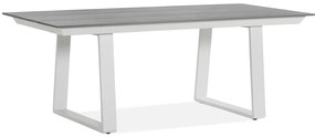 Τραπέζι εξωτερικού χώρου Comfort Garden 1215, 75x100x200cm, Σκούρο γκρι, Άσπρο, Polywood, Μέταλλο