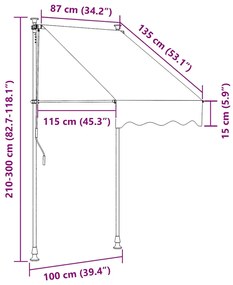 vidaXL Τέντα Συρόμενη Χειροκίνητη Κρεμ 100 εκ.