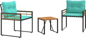 vidaXL Σετ Εξωτερικών Επίπλων με μαξιλάρι 3 pcs Τιρκουάζ
