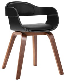 Καρέκλα Τραπεζαρίας από Λυγισμένο Ξύλο / Συνθετικό Δέρμα - Μαύρο