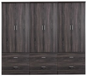 WARDROBE REINA 6-LEAF WITH 6 DRAWERS  MELAMINE IN ANTHRACITE COLOR 240x42x181Hcm.