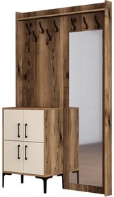 Έπιπλο Εισόδου Berlin 845HCT4211 120x35x200cm Walnut-Cream Particle Board, Metal