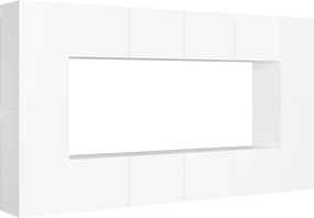 vidaXL Έπιπλα Τηλεόρασης Σετ 8 Τεμαχίων Λευκό από Επεξ. Ξύλο