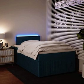 vidaXL Κρεβάτι Boxspring με Στρώμα Μπλε 120x200 εκ. Βελούδινο