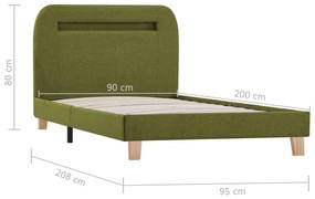 Πλαίσιο Κρεβατιού με LED Πράσινο 90 x 200 εκ. Υφασμάτινο - Πράσινο