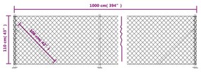 vidaXL Συρματόπλεγμα Περίφραξης Ασημί 1,1 x 10 μ. με Βάσεις Φλάντζα