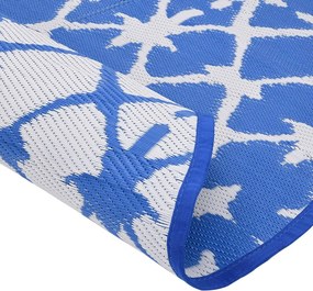 vidaXL χαλί εξωτερικού χώρου ARAKIL μπλε και λευκό Ø160 cm PP