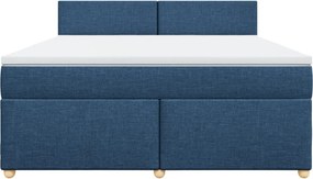 vidaXL Κρεβάτι Boxspring με Στρώμα Μπλε 180x200 εκ. Υφασμάτινο