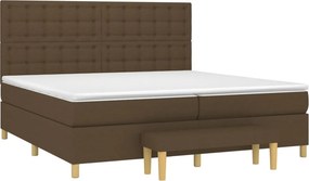 vidaXL Κρεβάτι Boxspring με Στρώμα Σκούρο Καφέ 200x200 εκ. Υφασμάτινο