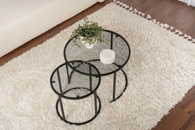 Σετ Τραπεζιών Σαλονιού Μαύρο CEVAR 42x42x39