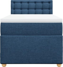vidaXL Κρεβάτι Boxspring με Στρώμα Μπλε 90x200 εκ.Υφασμάτινο